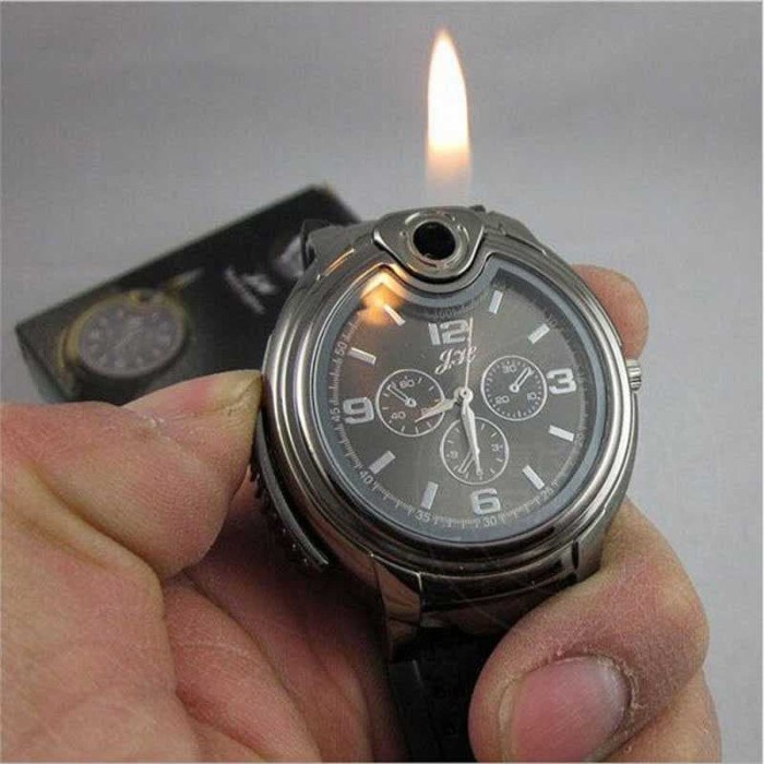 Jam Pria Jam Tangan Analog Pria Korek Api Gas Mancis Butane Lighter Watch JH 02 Tahan Air Cowok Best
