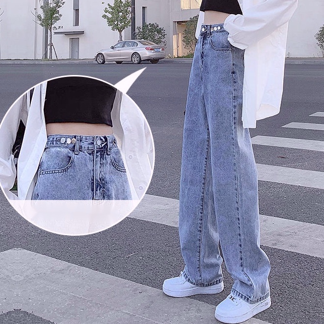 Celana jeans wanita dewasa model terbaru highwaist kulot jeans baggy straight wide leg panjang Celana Lurus wanita loose longgar kekinian cewek boyfriend korean style ootd