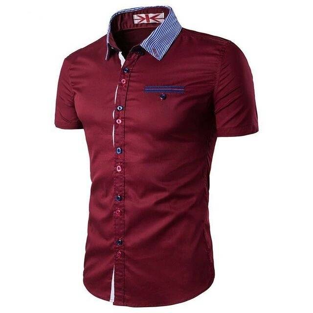 TOTOTAshop.Kemeja JOKER pria slimfit.Bahan cotton import.Lengan pendek.ada kantong.
