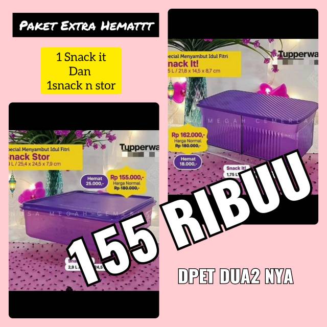 Paket snak stor dan Snack it promo Tupperware wadah kue toples kue
