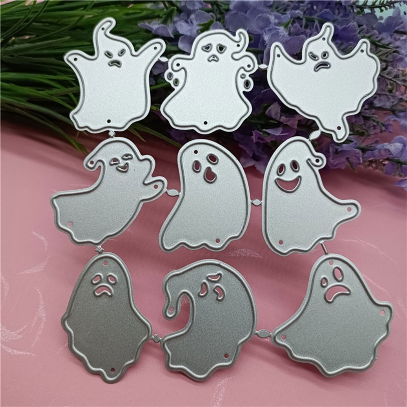 Cetakan Stensil Cutting Dies Motif Halloween Bahan Metal Baja Karbon Untuk Scrapbook / Craft Cr