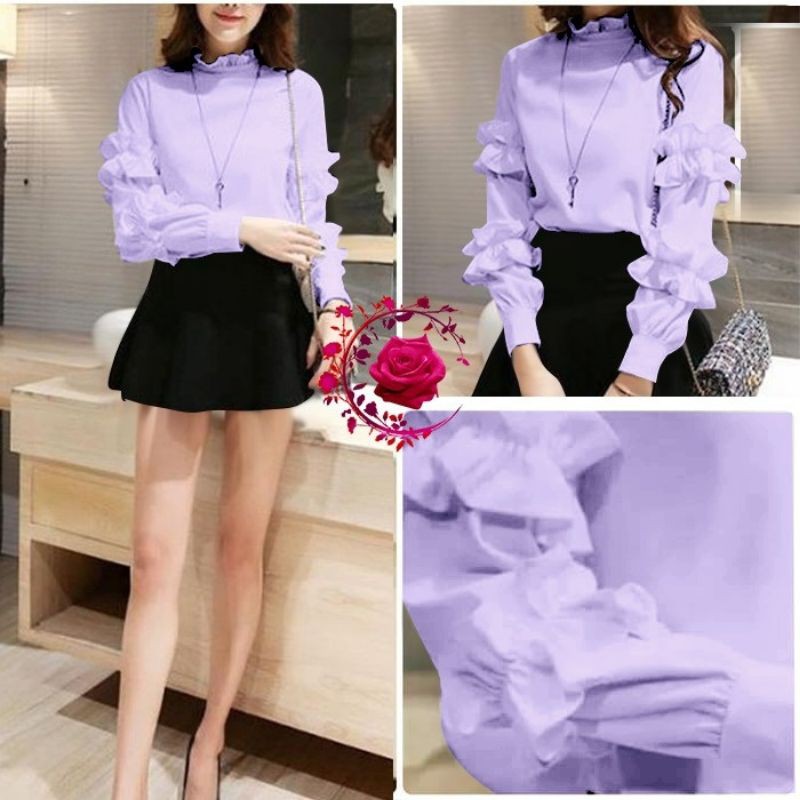 ciayo- BLOUSE SAVIANA / ATASAN KOREA / BAJU NGETREND LILAC