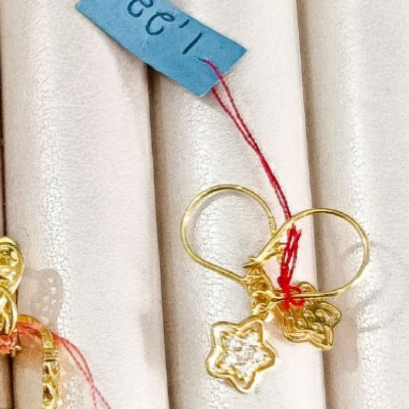 Anting Wanita Pita Permata Putih Swarovski Etnik Perhiasan emas Asli