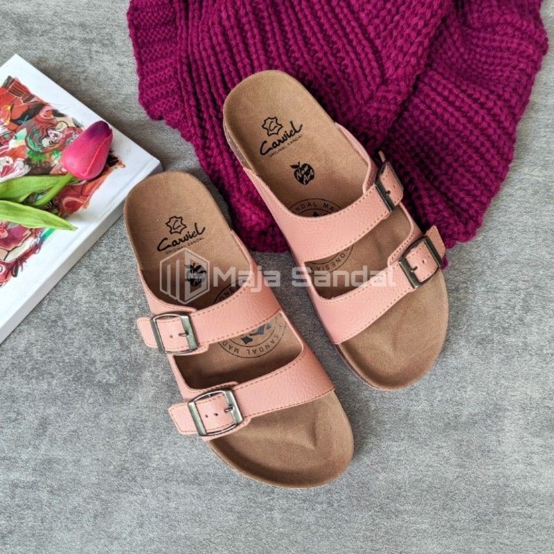 Sandal Wanita Casual Murah Berkualitas Selop Gasper Logam Bahan Kulit High Sintetis Sol Birken Alexa02 size 37 - 40-2