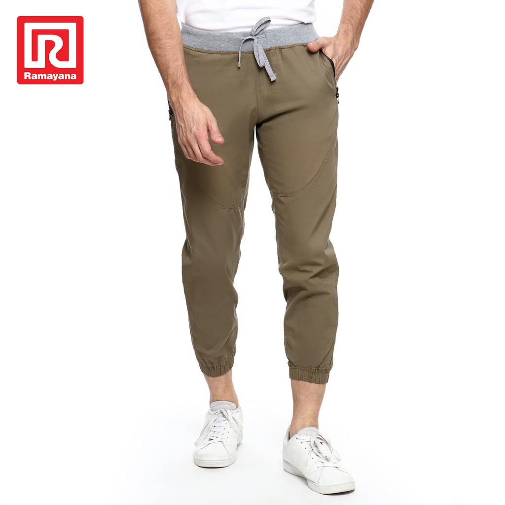 Ramayana Diesel  House Celana  Joger Kanvas RIB Zipper Khaki 