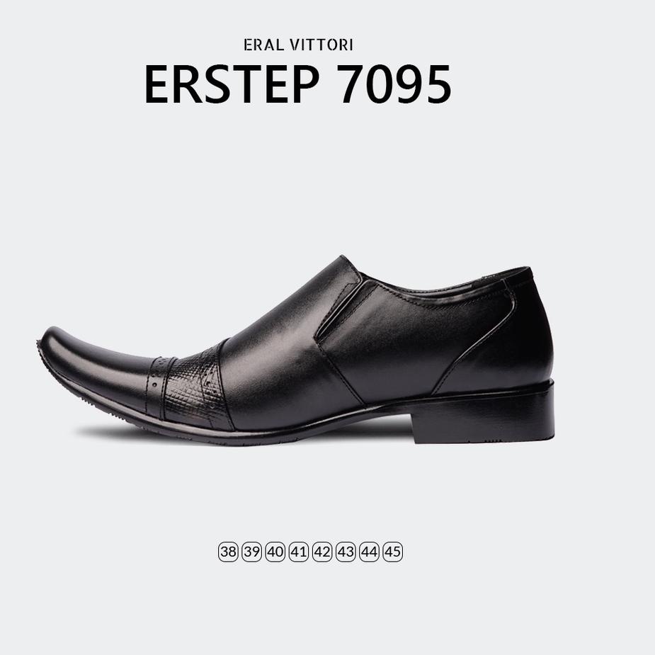 SALEE.. ERAL VITTORI - Erstep 7095 Hitam Sepatu Pantofel Pria Kulit