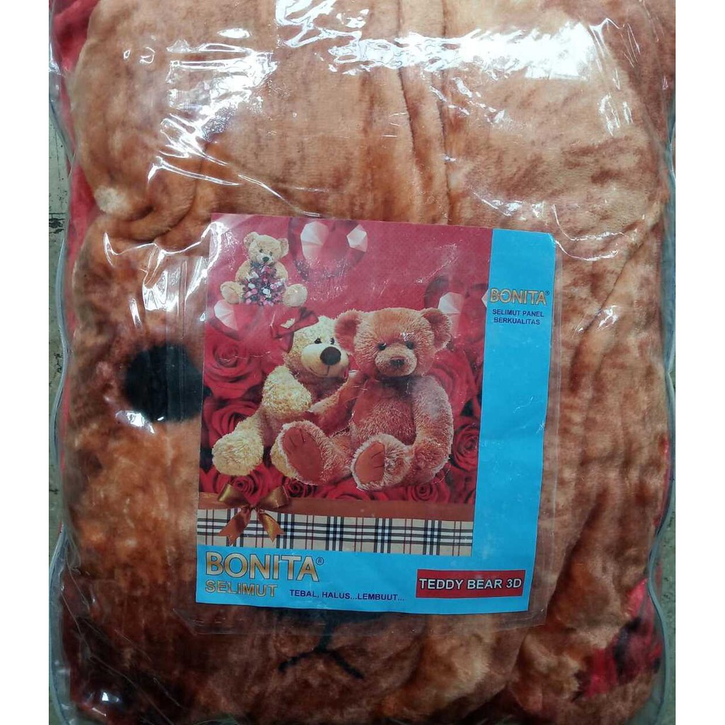 Selimut Bonita Teddy Bear Blanket Pasangan Beruang Bunga Mawar Merah Shopee Indonesia