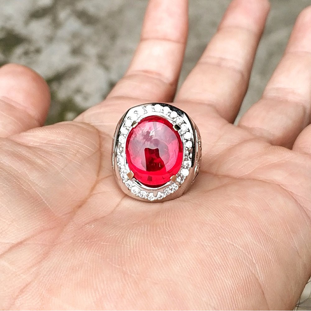 CINCIN BATU AKIK PERMATA RED FIRE OPAL LUSTER API MENYALA KANTORAN PUNYA