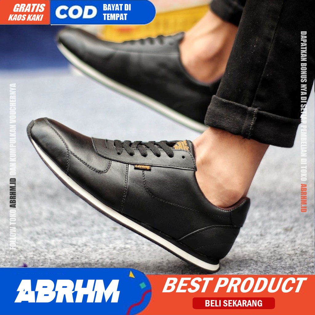 ABRHM X MORLY Sepatu Casual Sneakers Pria Sepatu Pria Casual Sneaker Kulit Asli Ori Cowo/Cowok Keren Sepatu Kasual Kerja Kuliah Gaya Santai Keren Kekinian Original Murah Terlaris