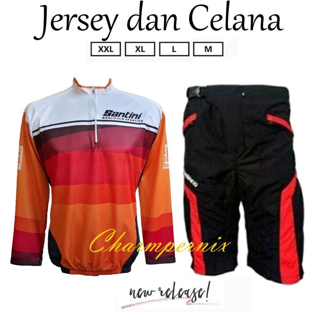 Setelan Baju  Jersey  Kaos Sepeda  Acerbis XC dan celana 