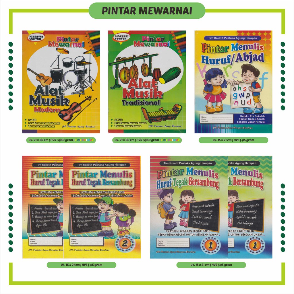 Buku Anak Cerita TK PAUD Dongeng Binatang Lengkap dan Murah Mewarnai Alat Musik PAH