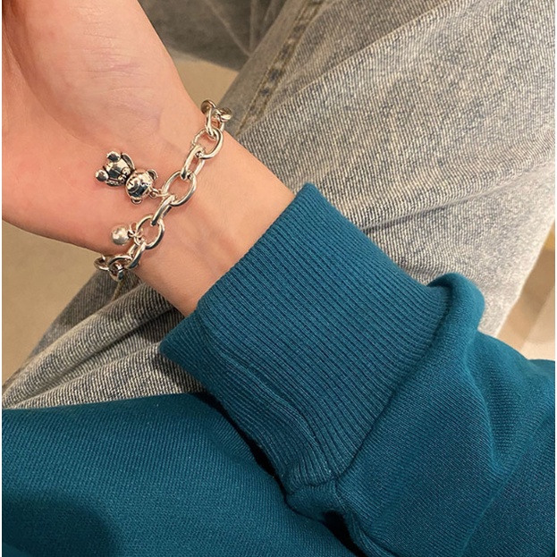 GELANG TANGAN WANITA TITANIUM RANTAI ANTI KARAT BEAR AKSESRORIS ANAK PEREMPUAN KOREA IMPORT GLG5