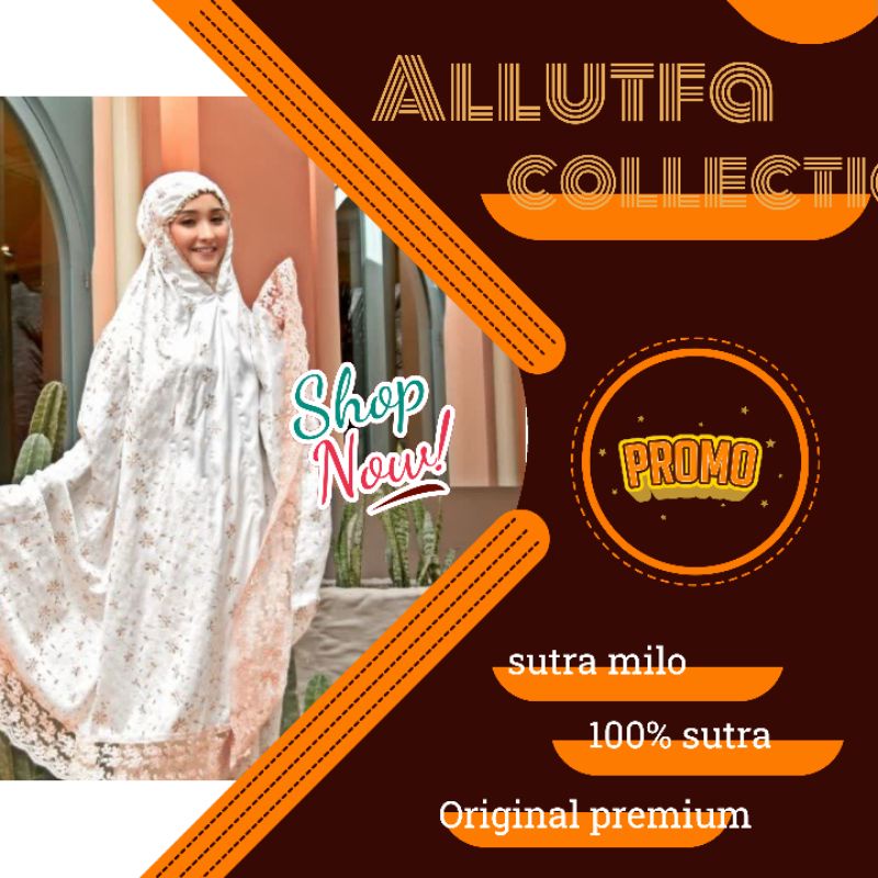 mukena dewasa sutra milo full bordir renda putri malu
