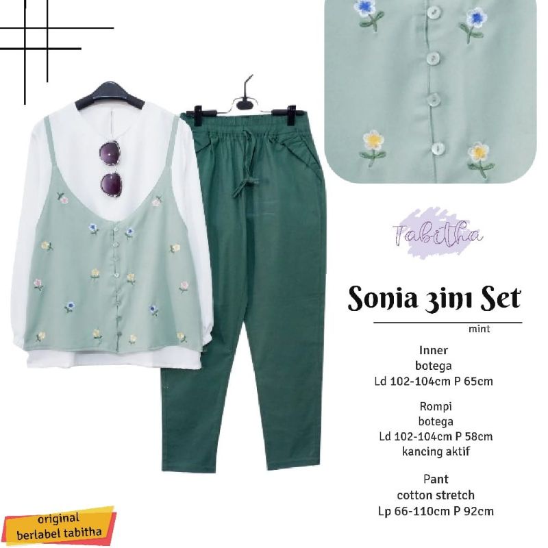 SETELAN BLOUSE CELANA SONIA 3in1 SET