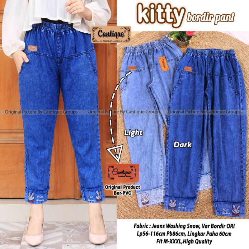 Kitty pant bordir celana baggy jeans wanita by cantique