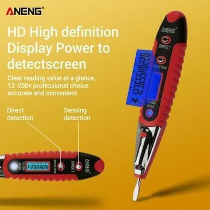 ANENG Tes Pen Digital AC-DC 12-250V dengan Senter