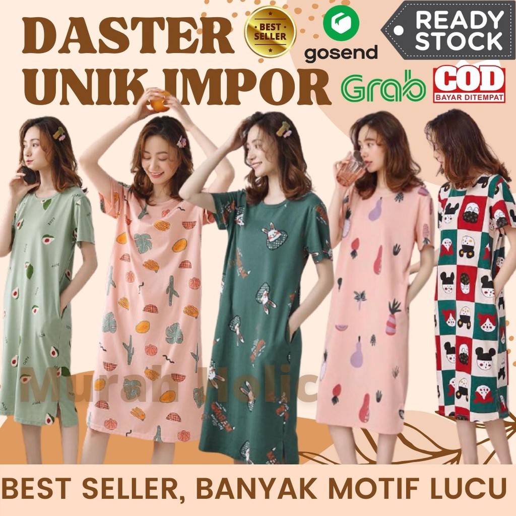 Baju Daster Pendek Wanita Baju Tidur Import Bahan Adem Halus Baju Rumahan Homewear Kekinian Korea Motif Lucu Lengan Pendek Perempuan