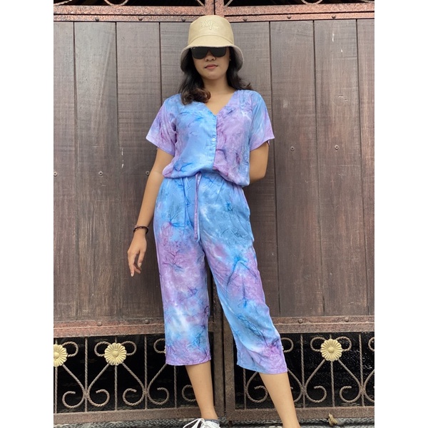 One Set Piyama Tiedye V-Neck // Busui Friendly