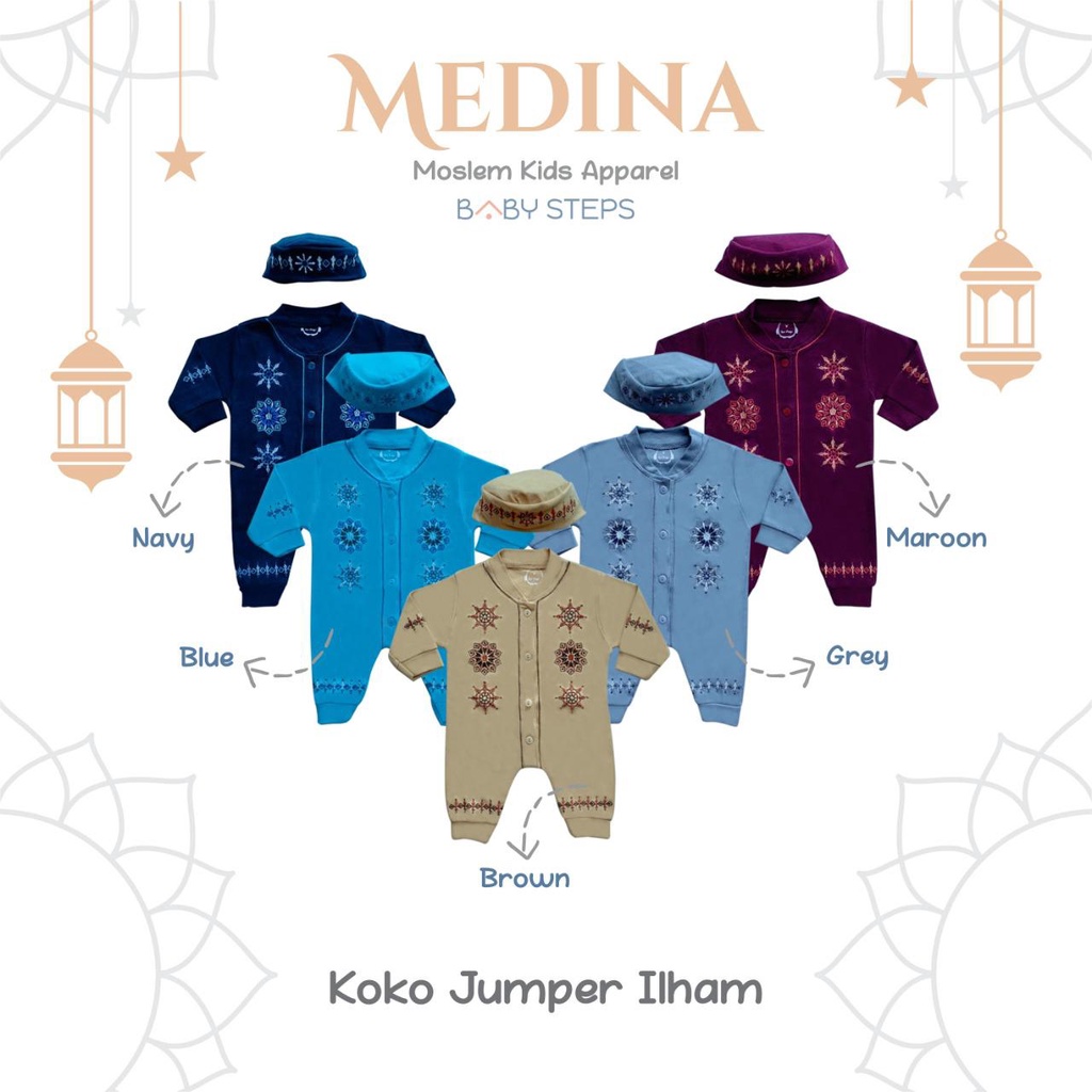 Jumpsuit Koko Bayi Bordir Baju Jumper Romper Koko Bayi Medina Lengan Panjang