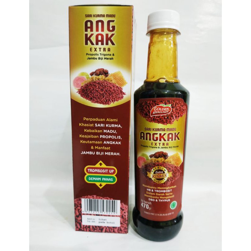

SARI KURMAK MADU ANGKAK extra Jambu Biji Merah Plus Propolis Kismis Antibody Spesifik GOLDEN