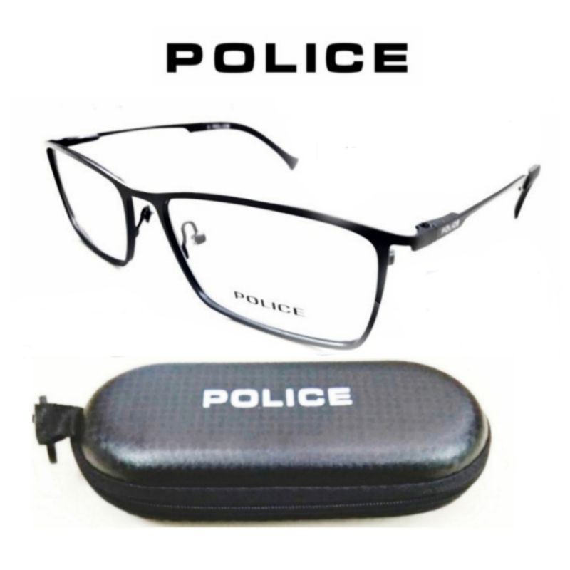 Frame Kacamata Minus Pria Titanium Police C01 S55 Black - Model Simple Elegan