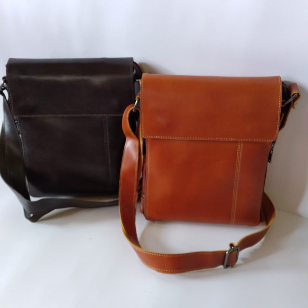 Tas Selempang Kulit Waistbag Kulit Dark Brown Premium Quality Asli Garut