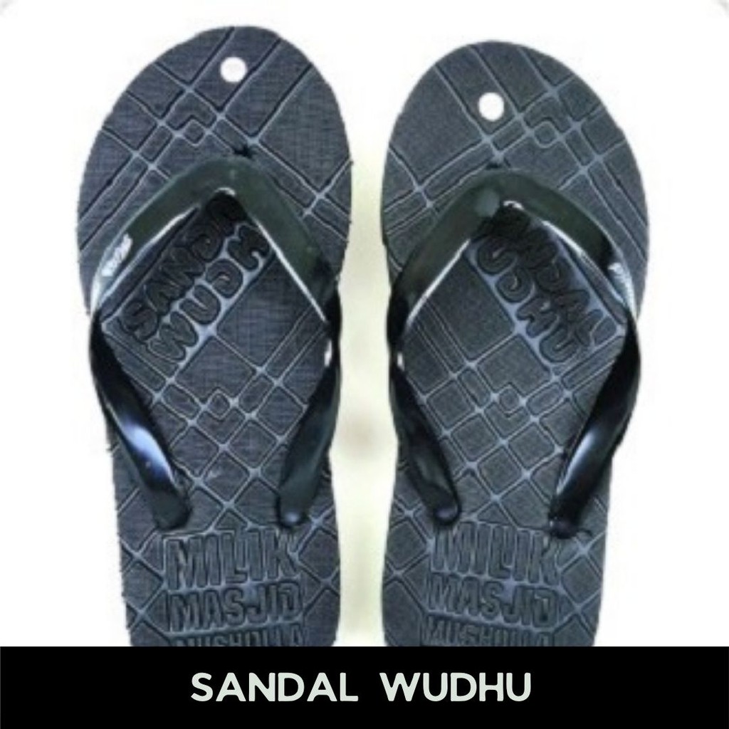 Sandal wudhu emboss Hitam sandal masjid sendal musholla sandal bakiak wudhu  - Raqilla Shop