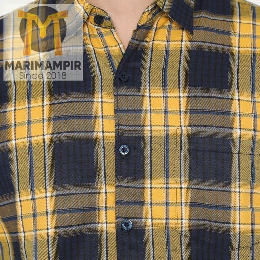 Marimampir Platini Kemeja Flanel Pria Lengan Panjang Kuning 76275 - S
