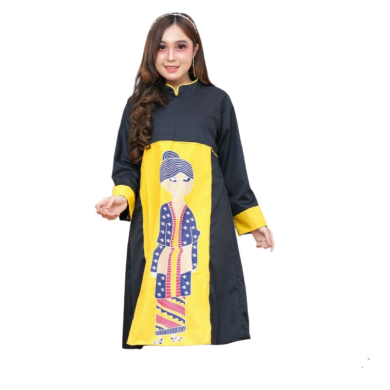 Dress Tunik Batik Asli Solo Motif Bu Tejo Dengan Bahan Katun Halus Kombinasi Katun Toyobo Cocok Untu