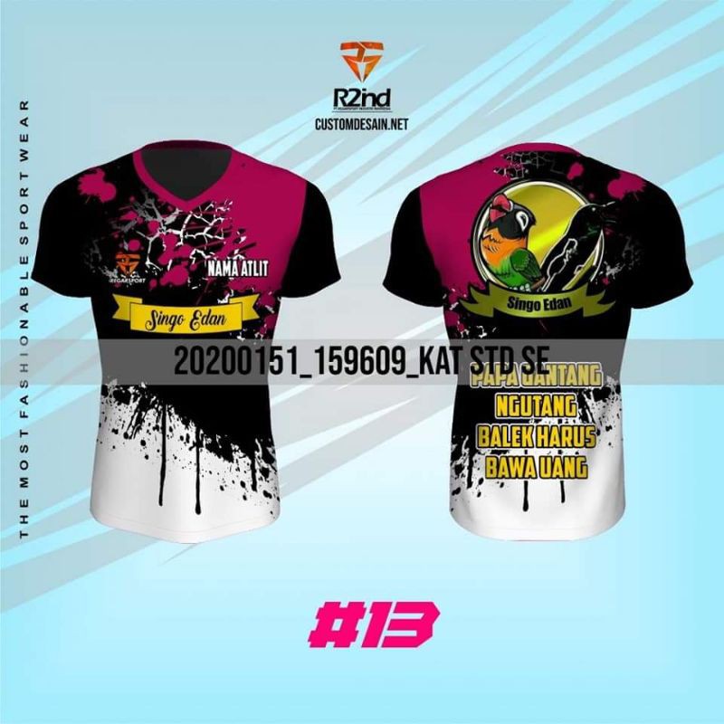 jersey baju kaos burung printing custom