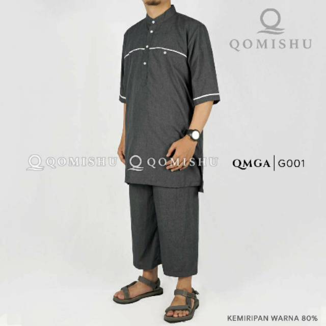 Gamis Pria Muslim Koko Pakistan Setelan Celana Katun Supernova QMGA QOMISHU ORIGINAL
