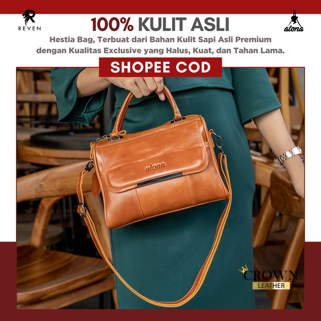 Tas Kulit Asli Wanita Selempang Slingbag Bahu Cewek Fashion Perempuan Original Hestia Shoulder Bag by Crown Leather Crownleather Store