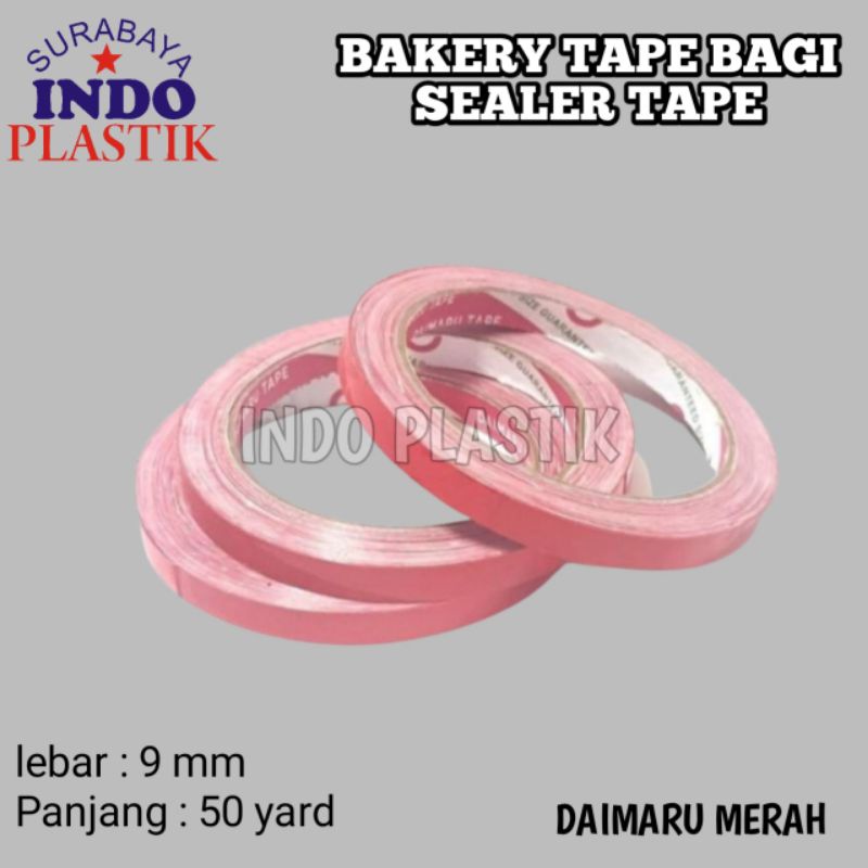 

BAKERY TAPE DAIMARU ISOLASI LAKBAN PEREKAT ROTI WARNA VEGETABLE TAPE MERAH