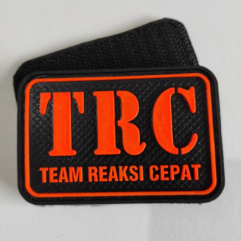 PATCH RUBBER TULISAN TRC ( TEAM REAKSI CEPAT)/BPBD/BNPB/TIMSAR/TEMPELAN EMBLEM LOGO KARET VELCRO