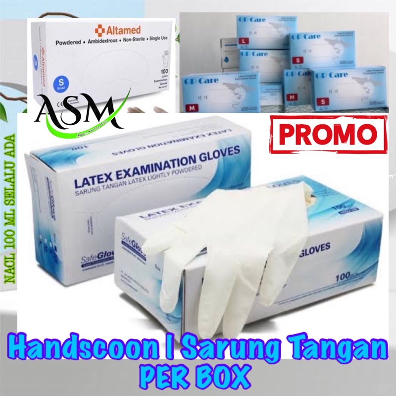 HANDSCOON SARUNG TANGAN LATEX | SAFEGLOVE SARUNG TANGAN POWDER PERBOX