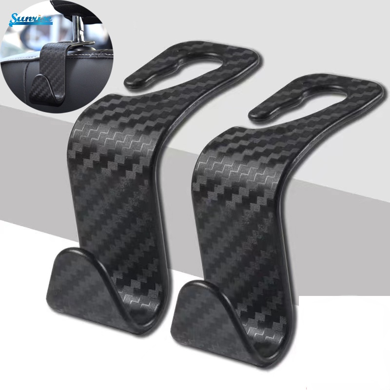 1pc Kait Gantungan Tas / Dompet Portable Bahan Carbon Fiber Untuk Belakang Jok Mobil