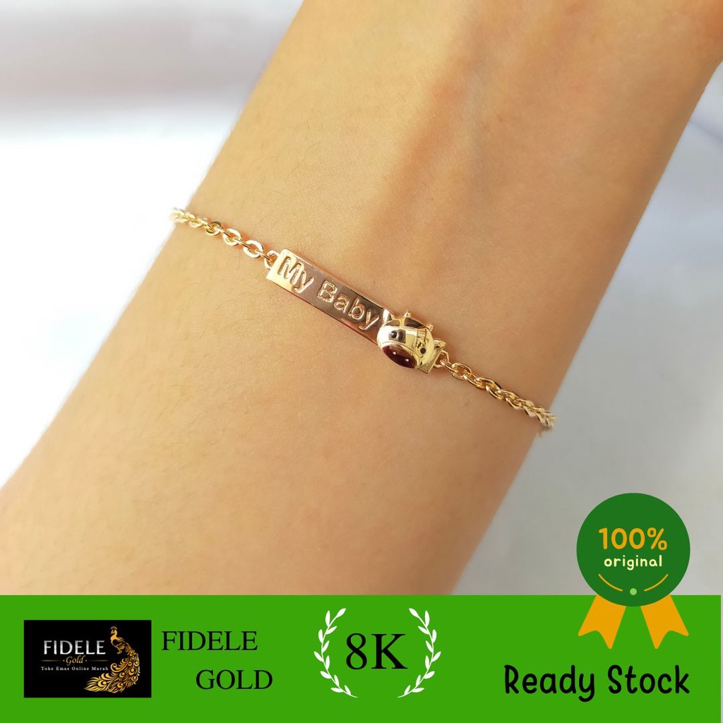 Gelang  Anak Plat Anak My Baby Gelang Emas Asli kadar muda 375