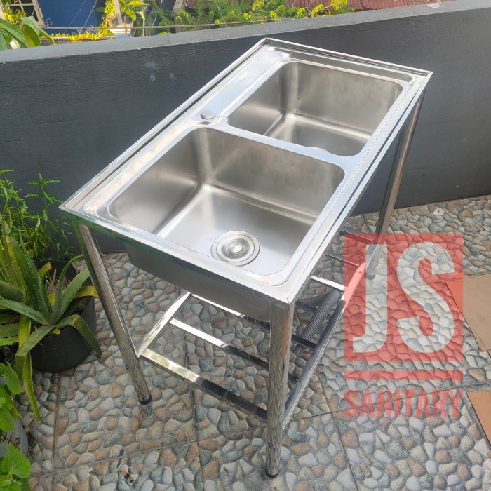 Wastafel - Bak Cuci Piring Meja Portable 8347 Stainless/Wastafel Sink 2 Lobang