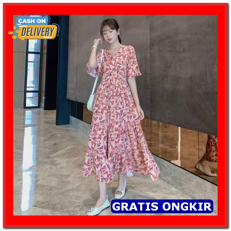 Mini Dress Korea Hitam Motif Bunga Besar Dres Pendek Korean Style Prismy Dress Import [Dress 0141]