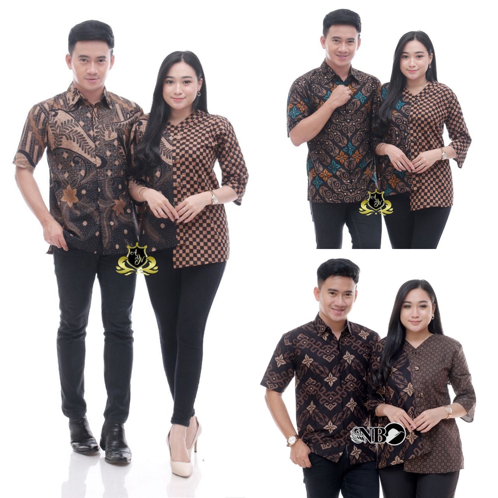 Jual Baju Batik Couple Atasan Songket Coklat Blouse Batik Wanita Lengan