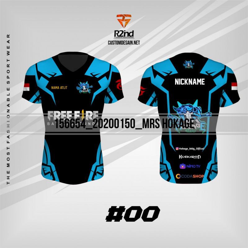 jersey baju kaos gaming free fire printing custom