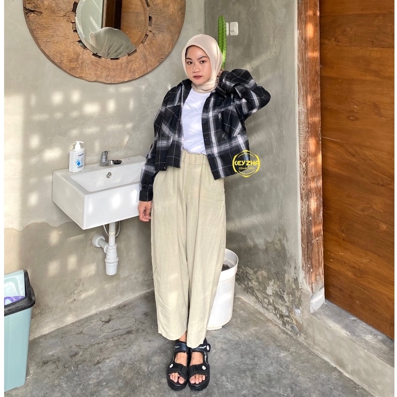 Lyly crop tartan flanel