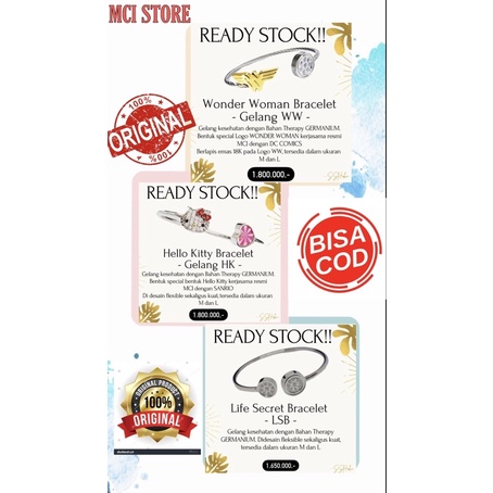 GELANG KESEHATAN MCI/ LIFE SECRET BRACELET MCI/ WONDER WOMAN /TWIN MCI/ HELLO KITTY/MOON STARS MCI/B