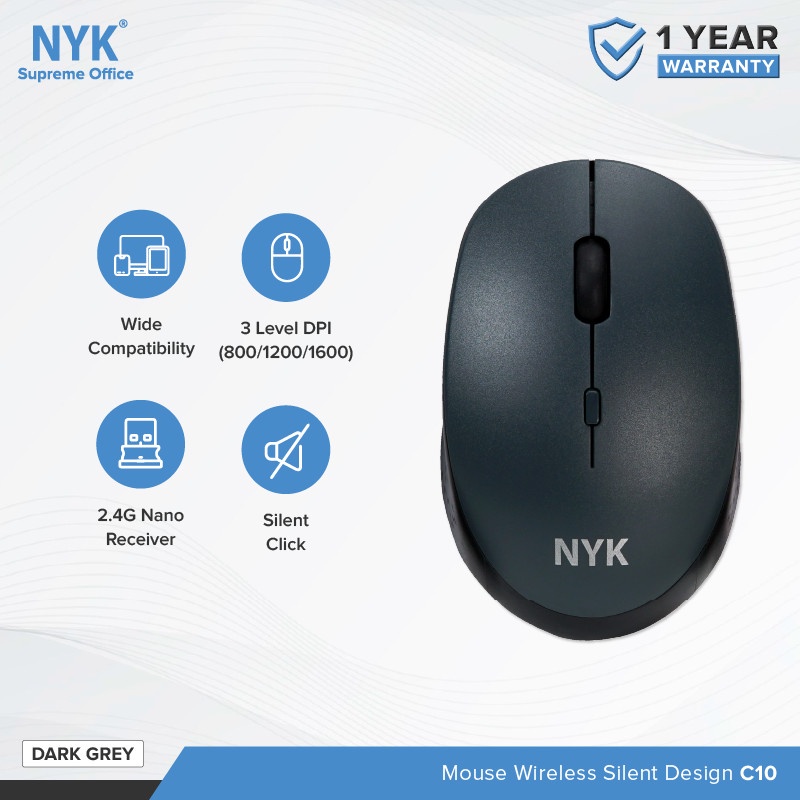 Mouse NYK Wirelles Dark Grey 2.4Ghz C10