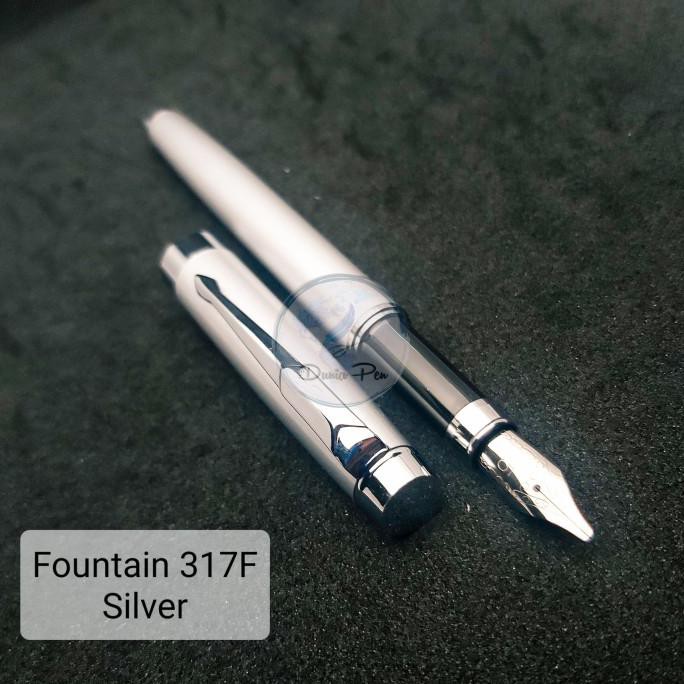 

TERLARIS Fountain Pen 317F, Pena Kaligrafi Metal, Pump/Catridge, Pen Tinta Besi - Silver .