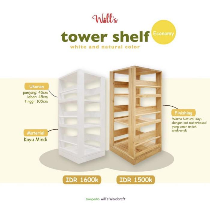 

Notebook / Will'S Tower Book Shelf Economy - Lemari Buku Kayu Anak - Natural