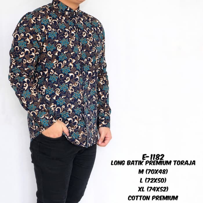 MAL059 Kemeja batik pria lengan panjang Toraja batik