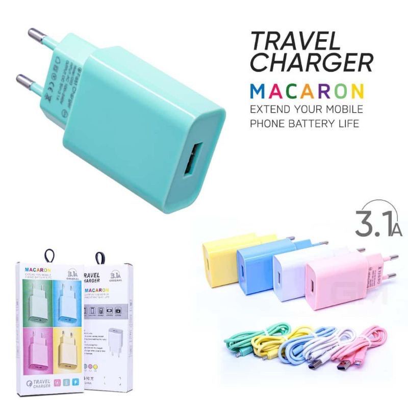 Tc Travel Charger Macaron 1 Usb 3.1A Micro Usb Kualitas Bagus