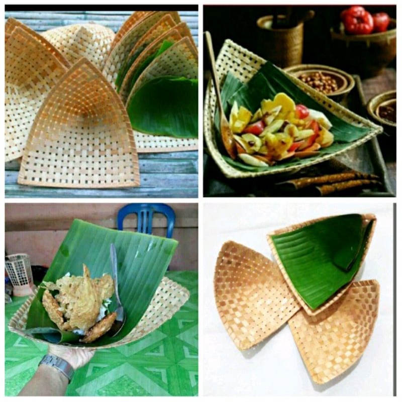 anyaman bambu piring pincuk bambu