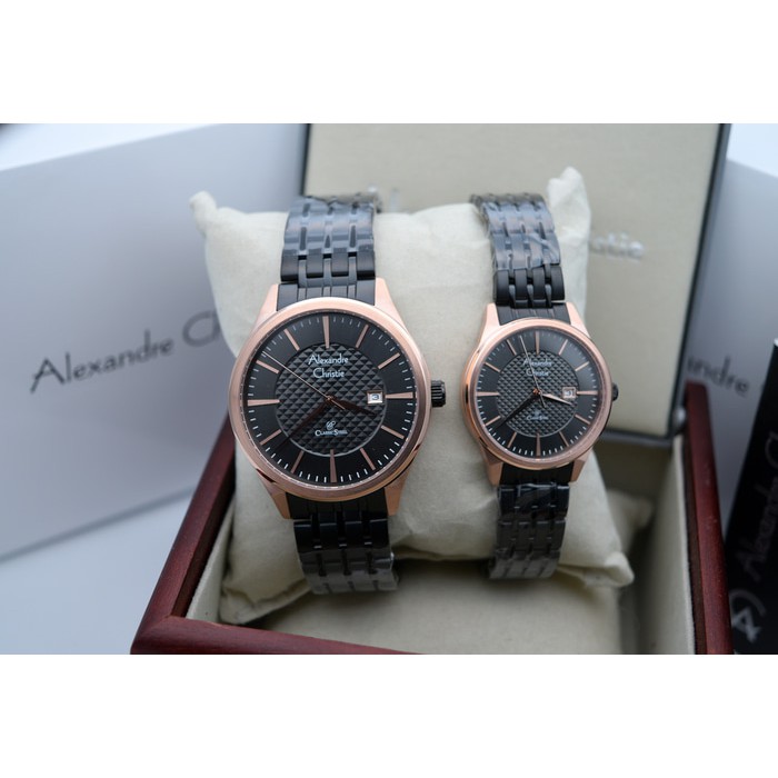 Alexandre Christie AC 8453 Rose Gold Black Jam Tangan Wanita Original